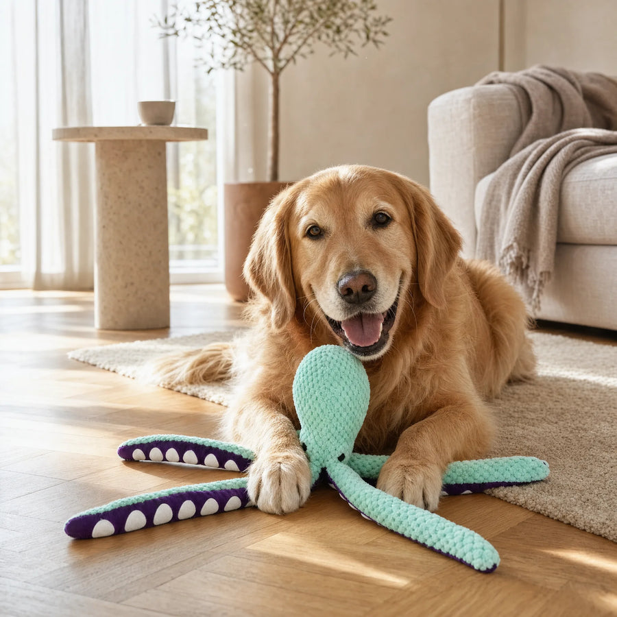 Cane con il peluche sonoro a forma di polpo